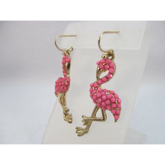 Pink Flamingo Beaded Pierced Earrings - Picture 3 of 11